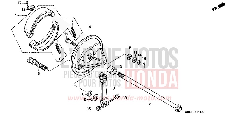 BREMSPLATTE, HINTEN von CB Two Fifty MONZA RED (R110) von 1994